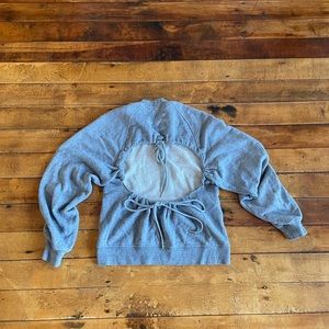 Sandy Liang grey open back sweatshirt size small.